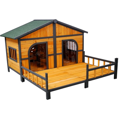 Large wooden dog house - dog, outdoor