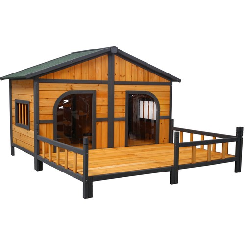 Large wooden dog house outdoor - wooden,